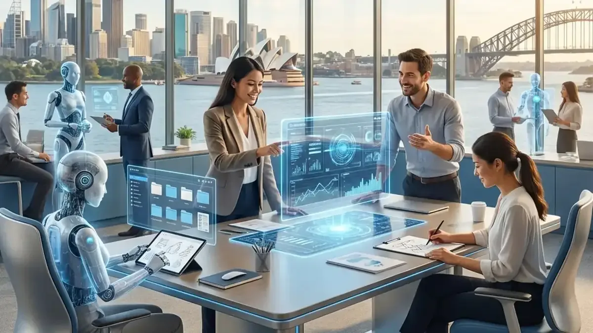 Visual representation of AI and human workforce collaboration