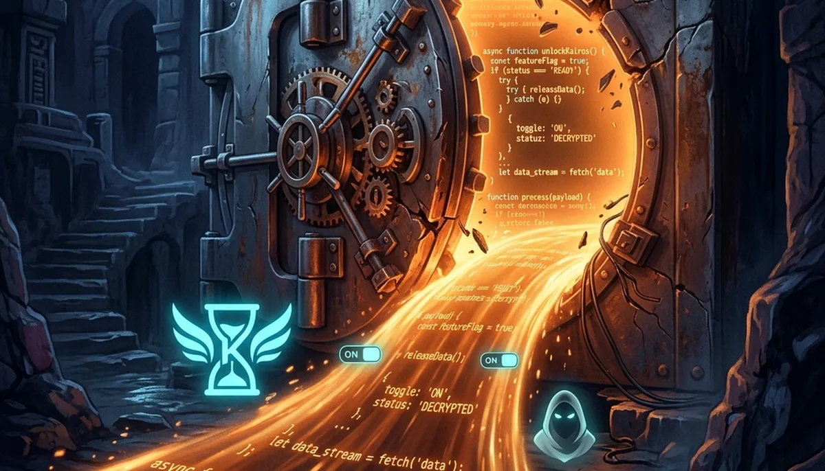Abstract digital visualisation of source code flowing out of a broken container, representing the Claude Code npm leak