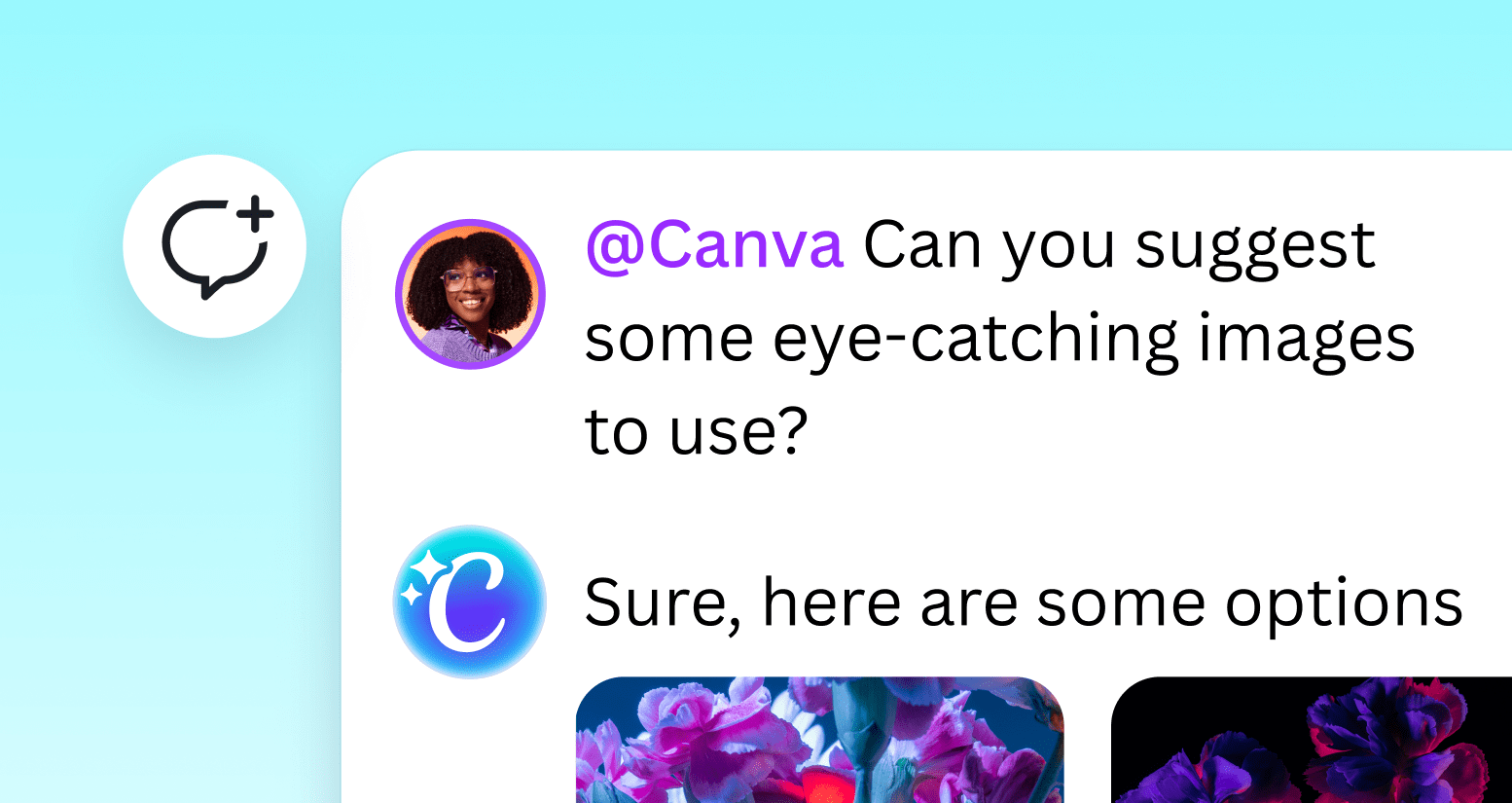 Canva's Ask Canva AI assistant interface showing AI-powered design and content generation features