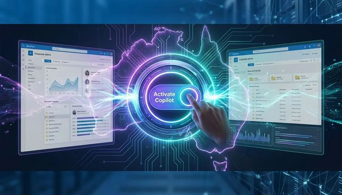 Digital illustration of software application interfaces with hidden AI feature indicators, representing undiscovered capabilities in existing business tools